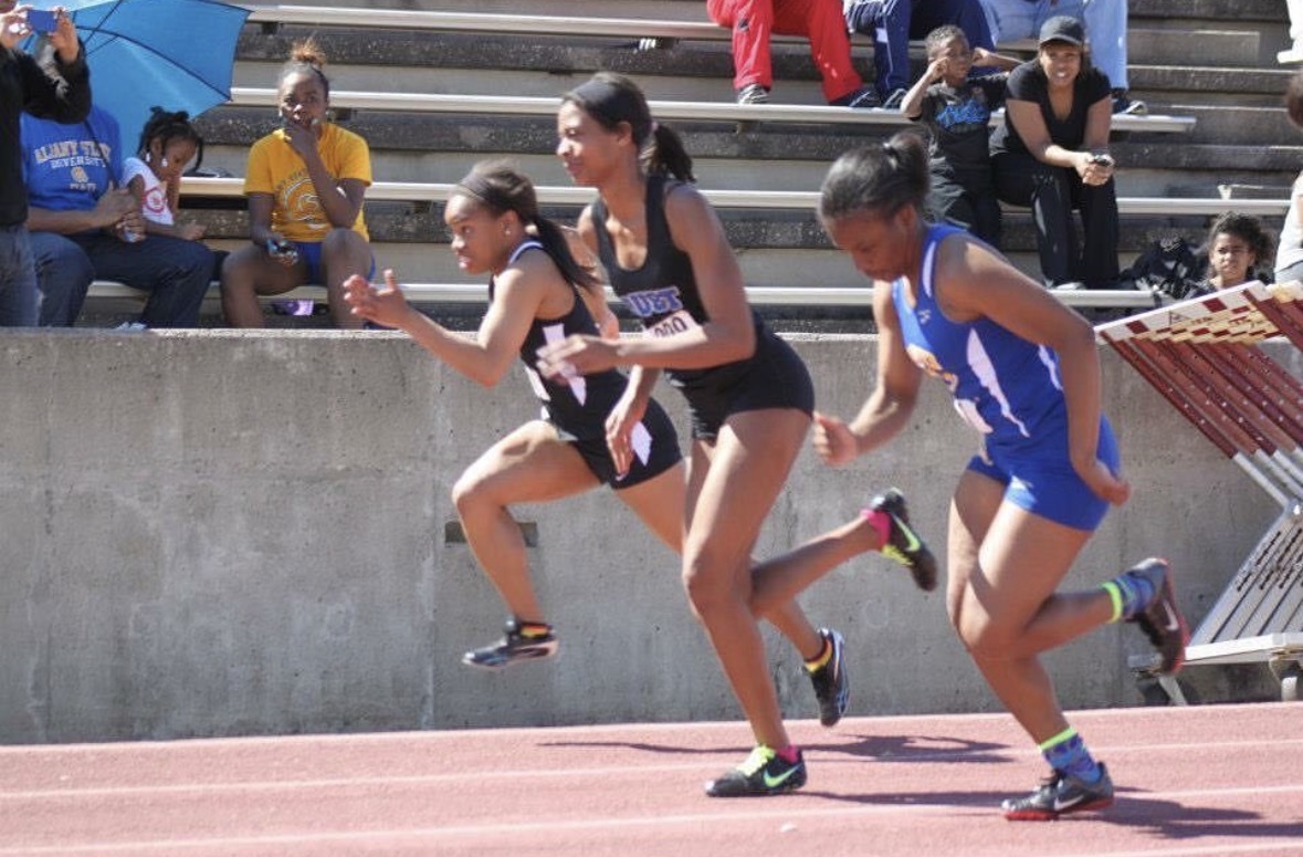 Asia Smiley competing in collegiate track at Clark Atlanta University